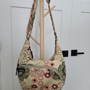 Kavu Floral Shoulder Bag - Cream, Pink, and Green